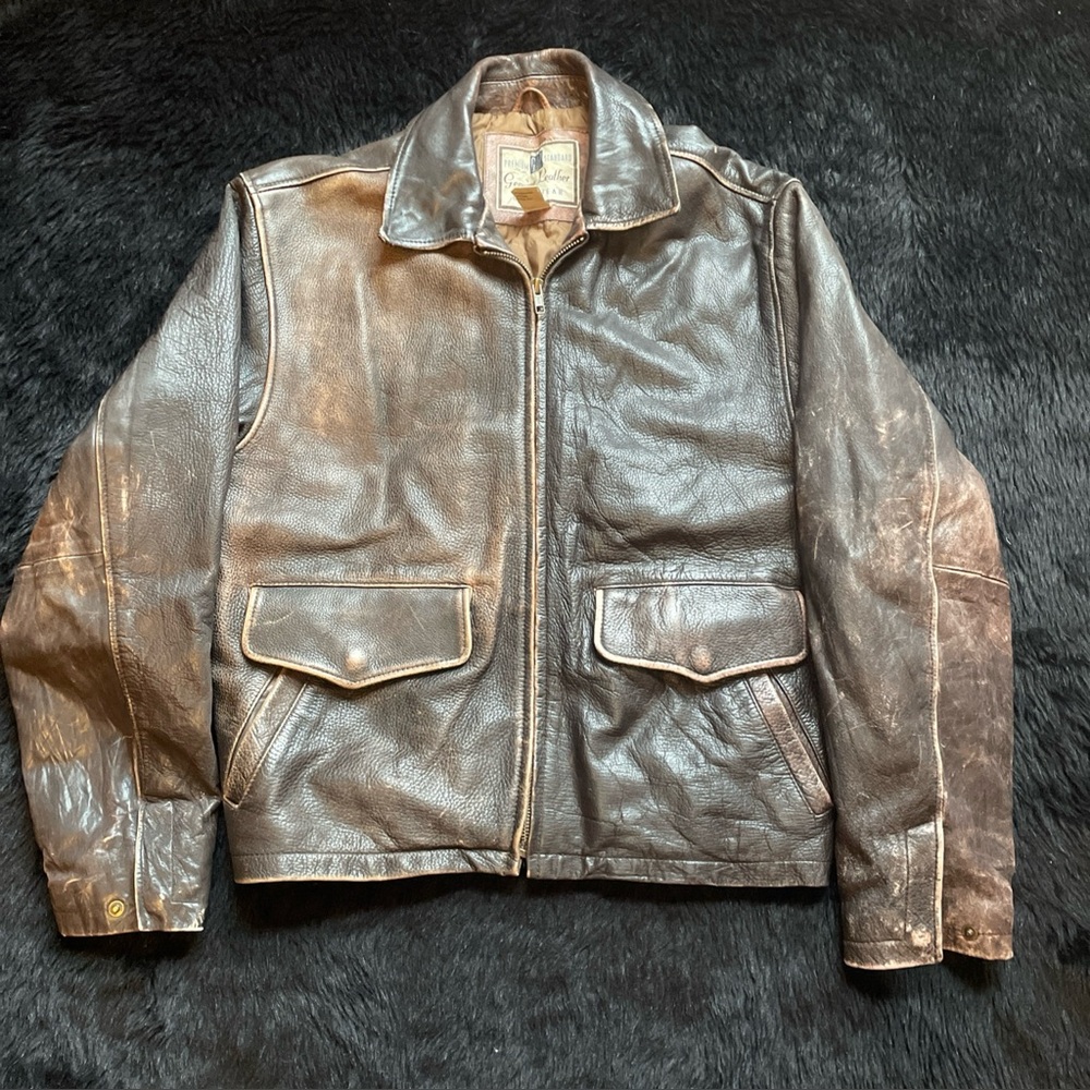 Gap Men’s Vintage 90s  M Brown Leather Indiana Jones distressed bomber jacket